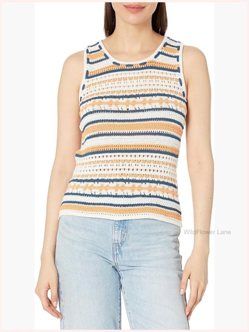Sweater Knit Tank Top, Pull On Closure, Striped Pattern, Fitted Sleeveless